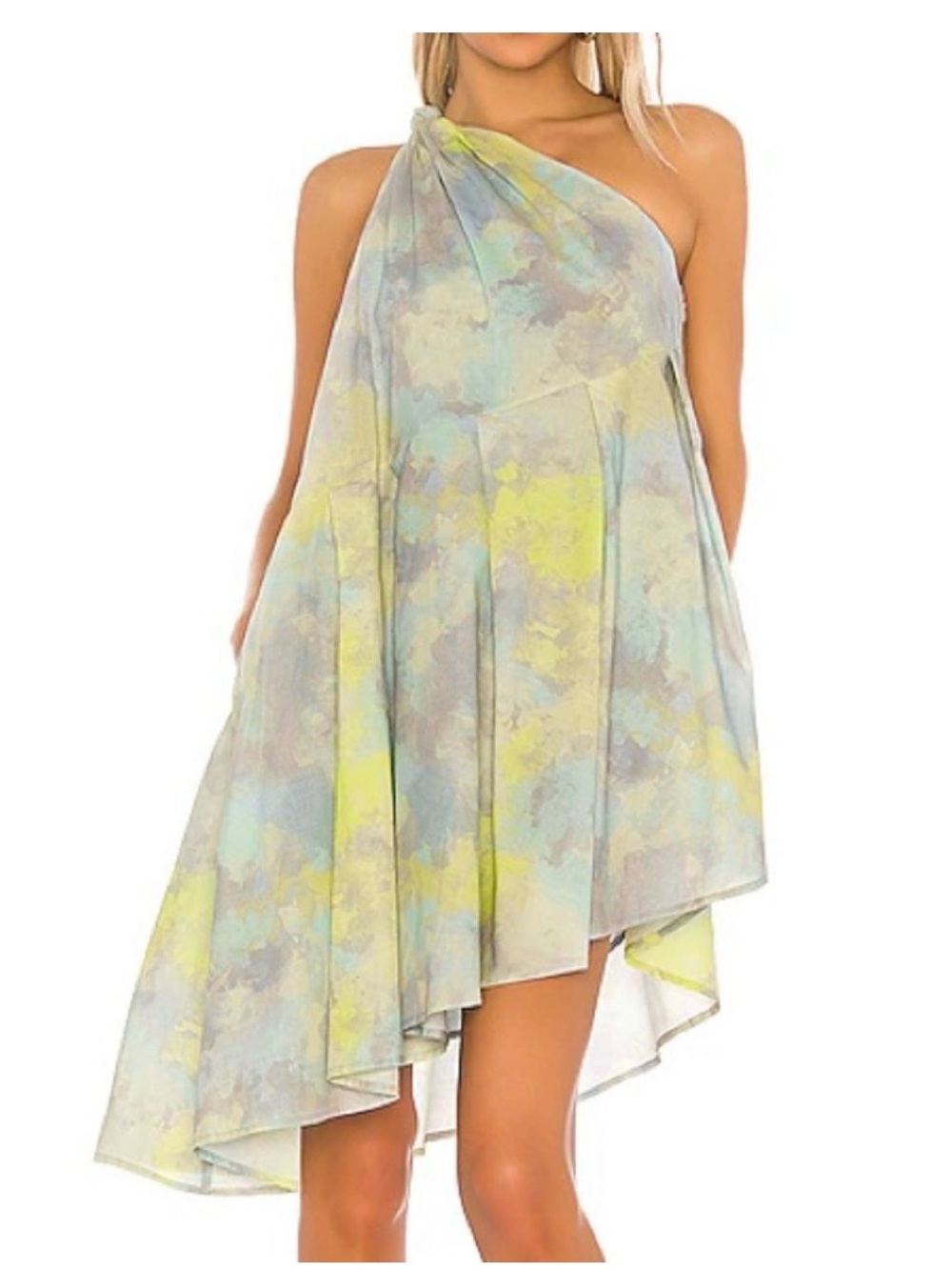 L'Academie The Roberte Mini Dress One Shoulder High Low Dress- M